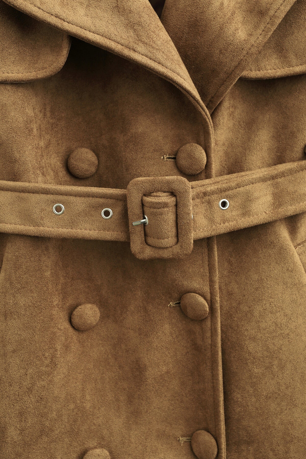 RAYE FAUX SUEDE TRENCH - CARMEL