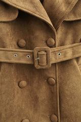 RAYE FAUX SUEDE TRENCH - CARMEL