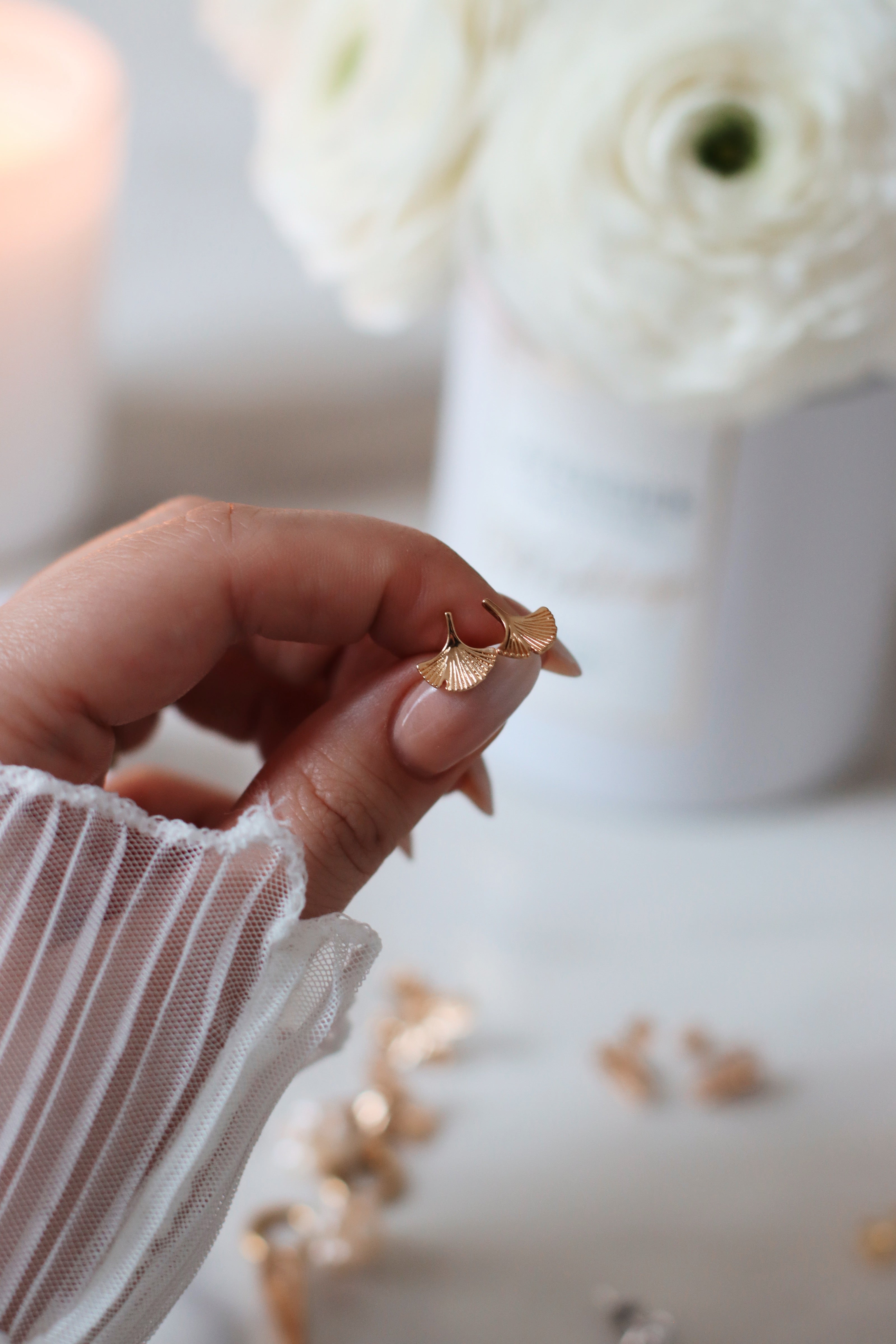 Wren Gold Filled Ginkgo Leaf Earrings