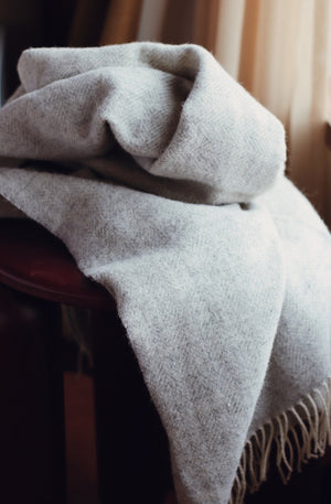 100% Wool Throw - Grey