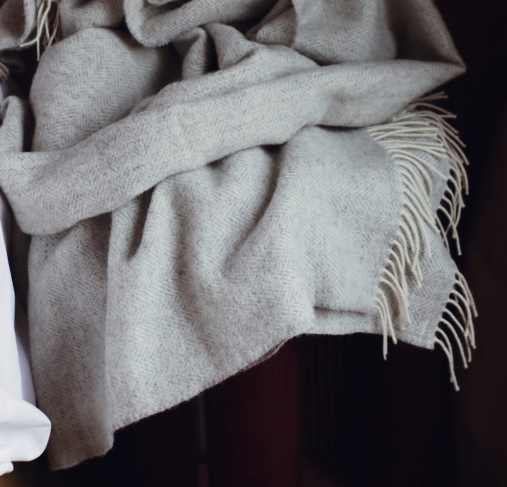 100% Wool Throw - Grey